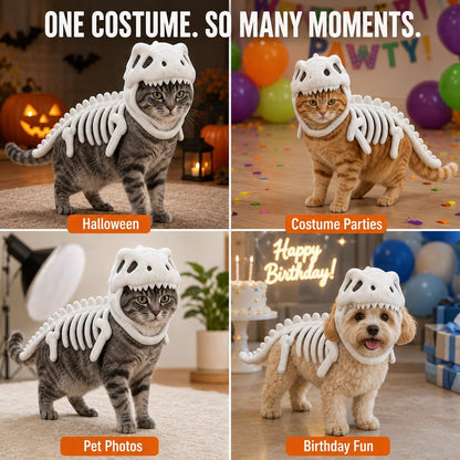 Dinosaur Skeleton Pet Costume – Plush Face-Open