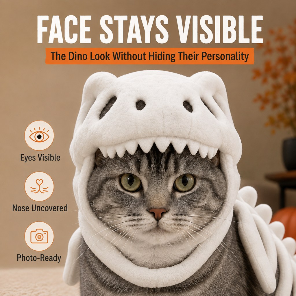 Dinosaur Skeleton Pet Costume – Plush Face-Open