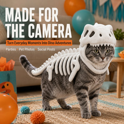 Dinosaur Skeleton Pet Costume – Plush Face-Open