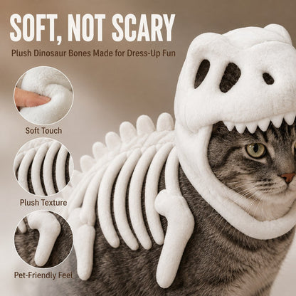 Dinosaur Skeleton Pet Costume – Plush Face-Open