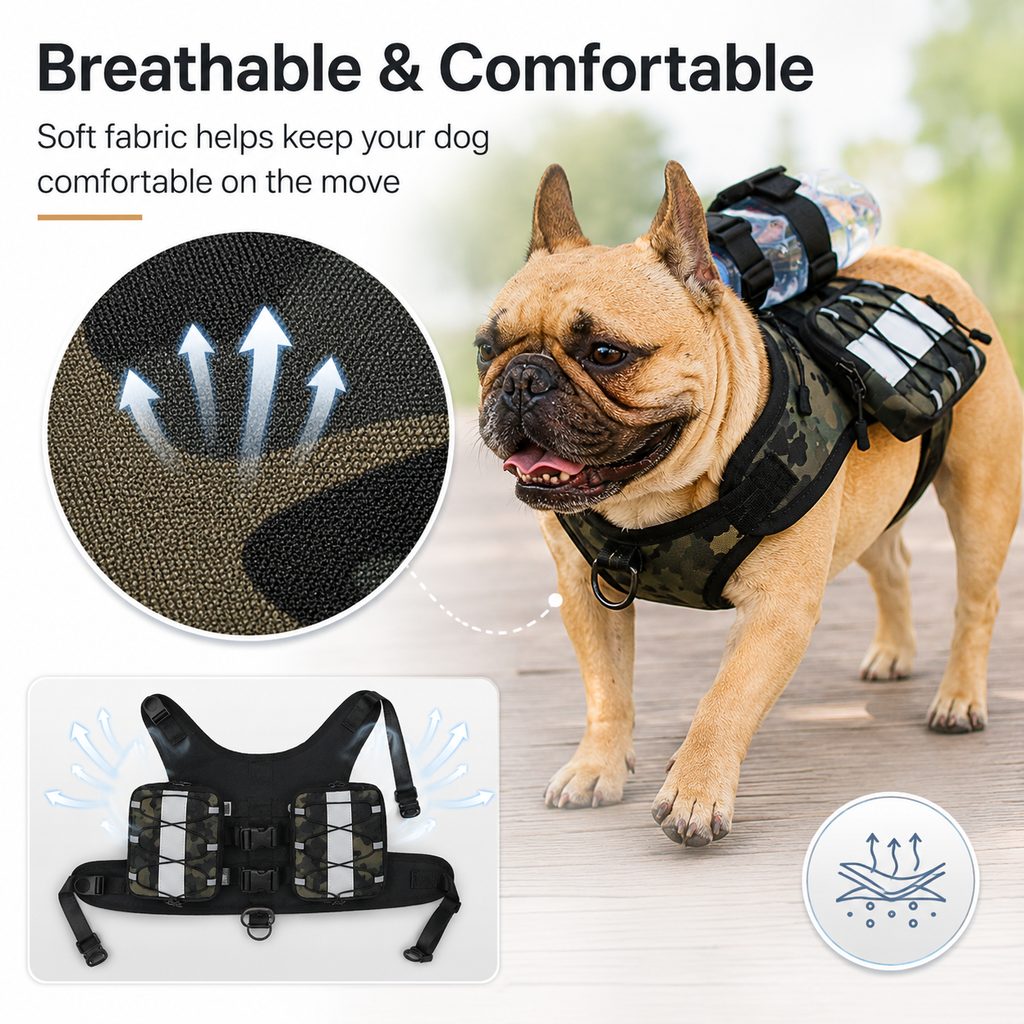 Dog Backpack Harness – Reflective Saddle Bag Vest