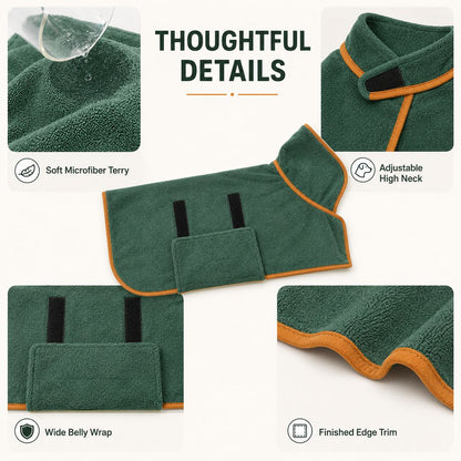 Quick-Dry Microfiber Dog Bathrobe – Less Wet-Dog Mess
