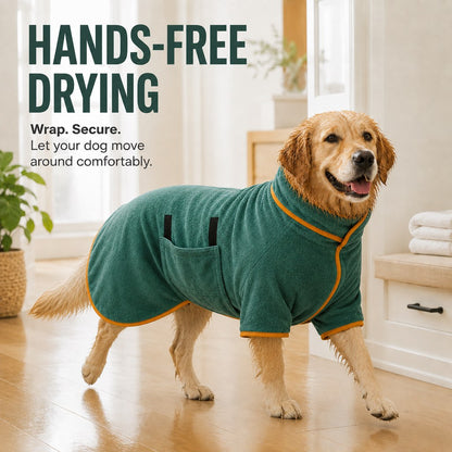 Quick-Dry Microfiber Dog Bathrobe – Less Wet-Dog Mess