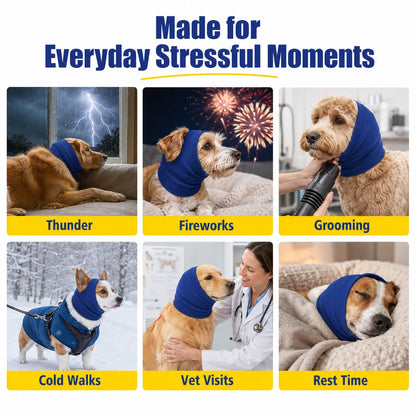 Dog Calming Head Wrap – Soothes Thunder & Fireworks Stress