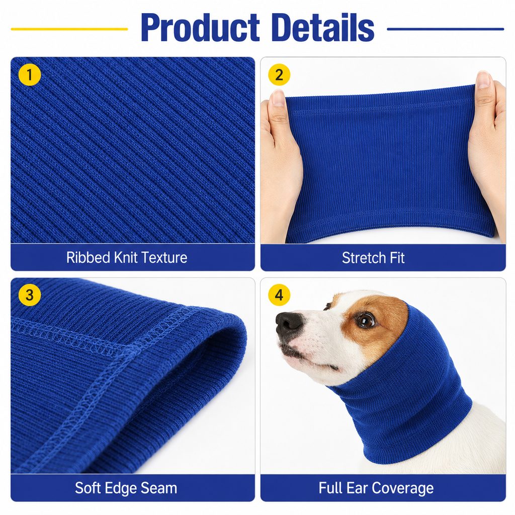 Dog Calming Head Wrap – Soothes Thunder & Fireworks Stress