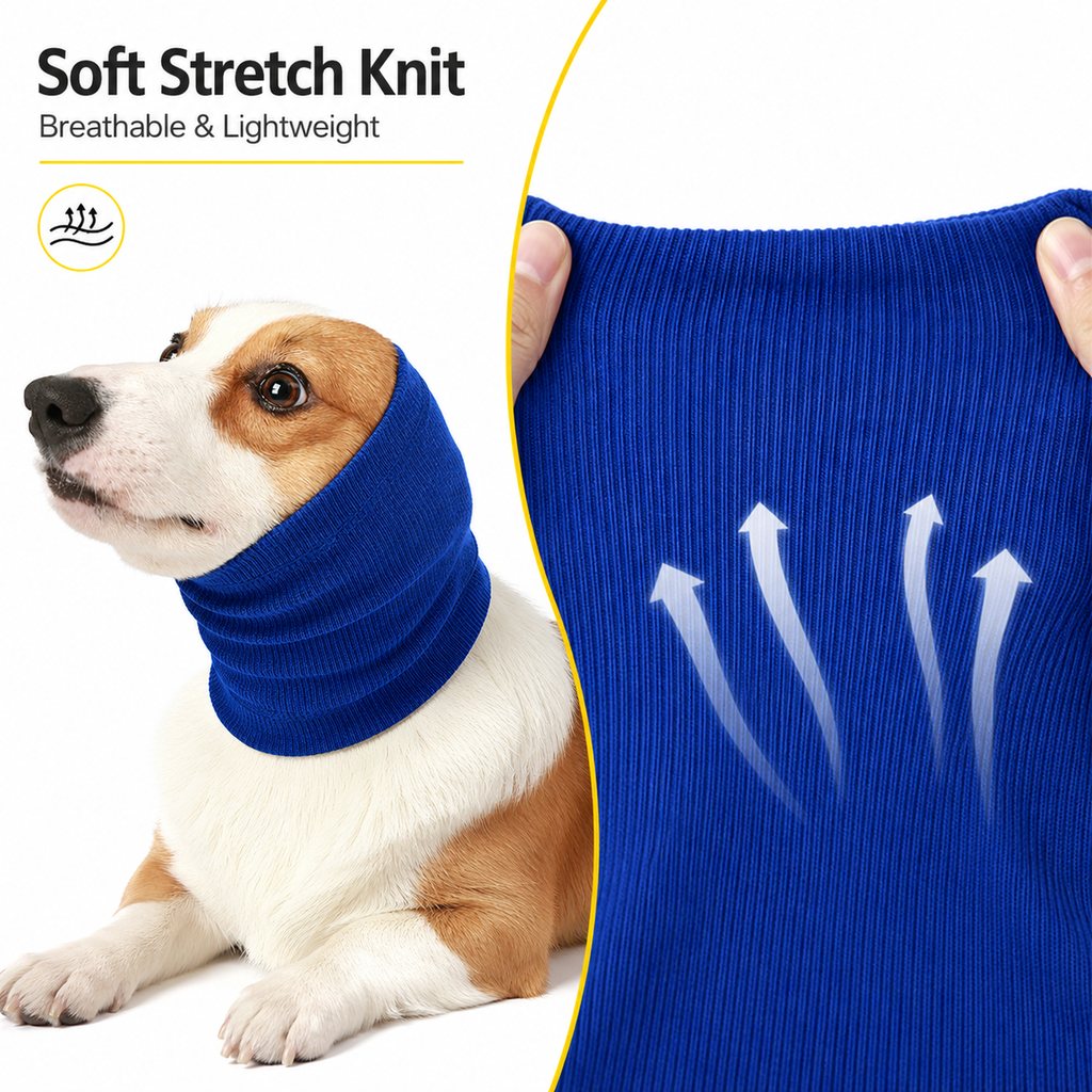 Dog Calming Head Wrap – Soothes Thunder & Fireworks Stress