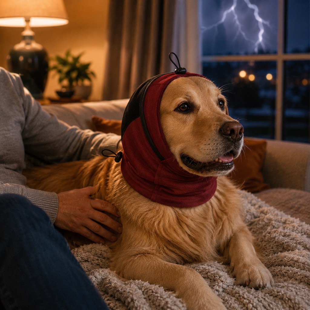 Dog Calming Hoodie Ear Wrap – Softens Sudden Sounds
