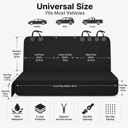 Waterproof Dog Back Seat Cover – Mud & Fur Protection