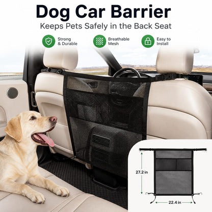 Dog Car Mesh Barrier – Keeps Pets in the Back Seat