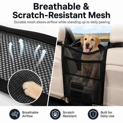 Dog Car Mesh Barrier – Keeps Pets in the Back Seat