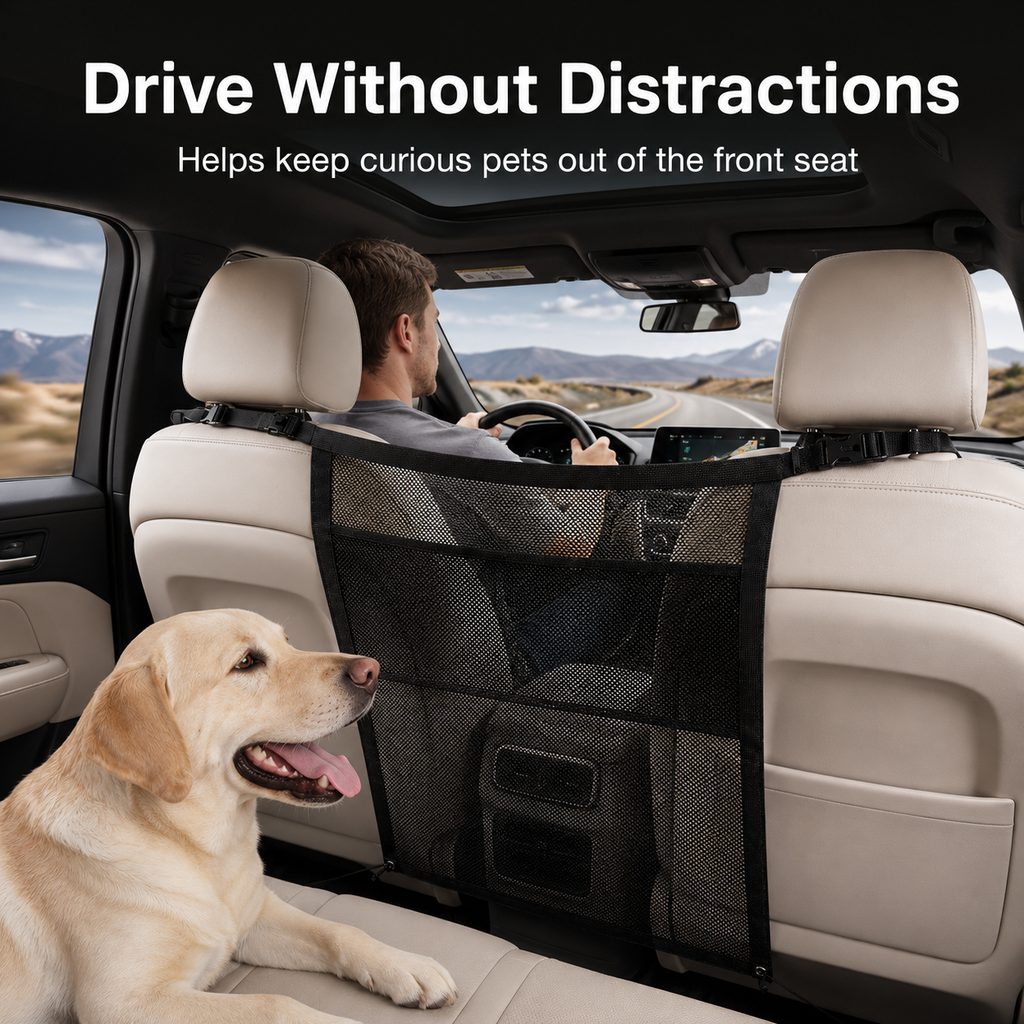 Dog Car Mesh Barrier – Keeps Pets in the Back Seat