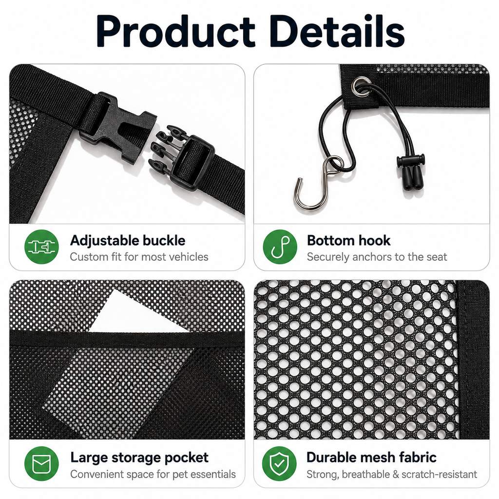 Dog Car Mesh Barrier – Keeps Pets in the Back Seat