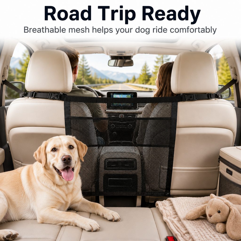 Dog Car Mesh Barrier – Keeps Pets in the Back Seat