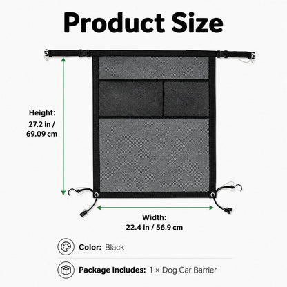 Dog Car Mesh Barrier – Keeps Pets in the Back Seat