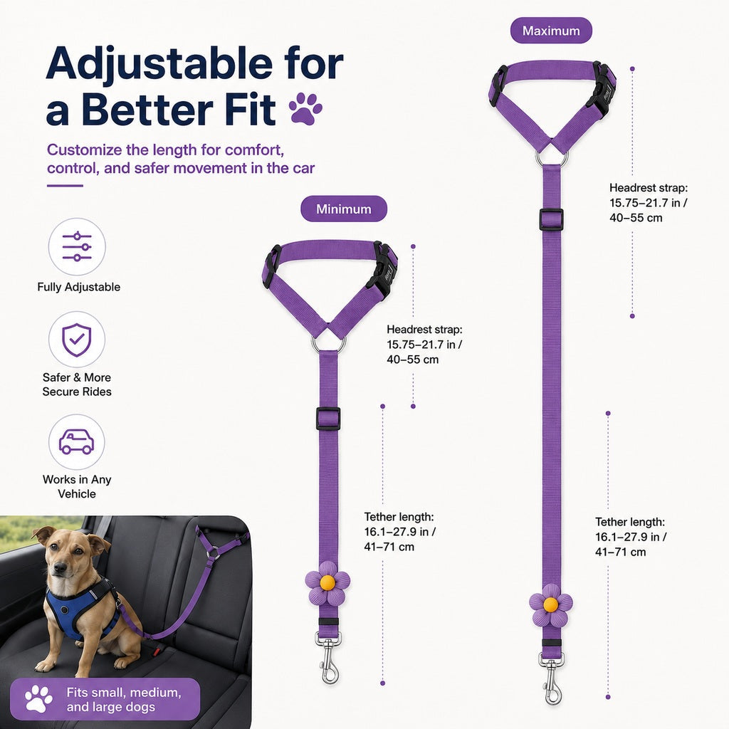 Adjustable Dog Car Seat Belt – Secure, Safer Rides
