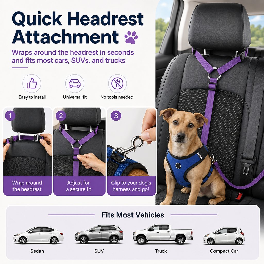 Adjustable Dog Car Seat Belt – Secure, Safer Rides
