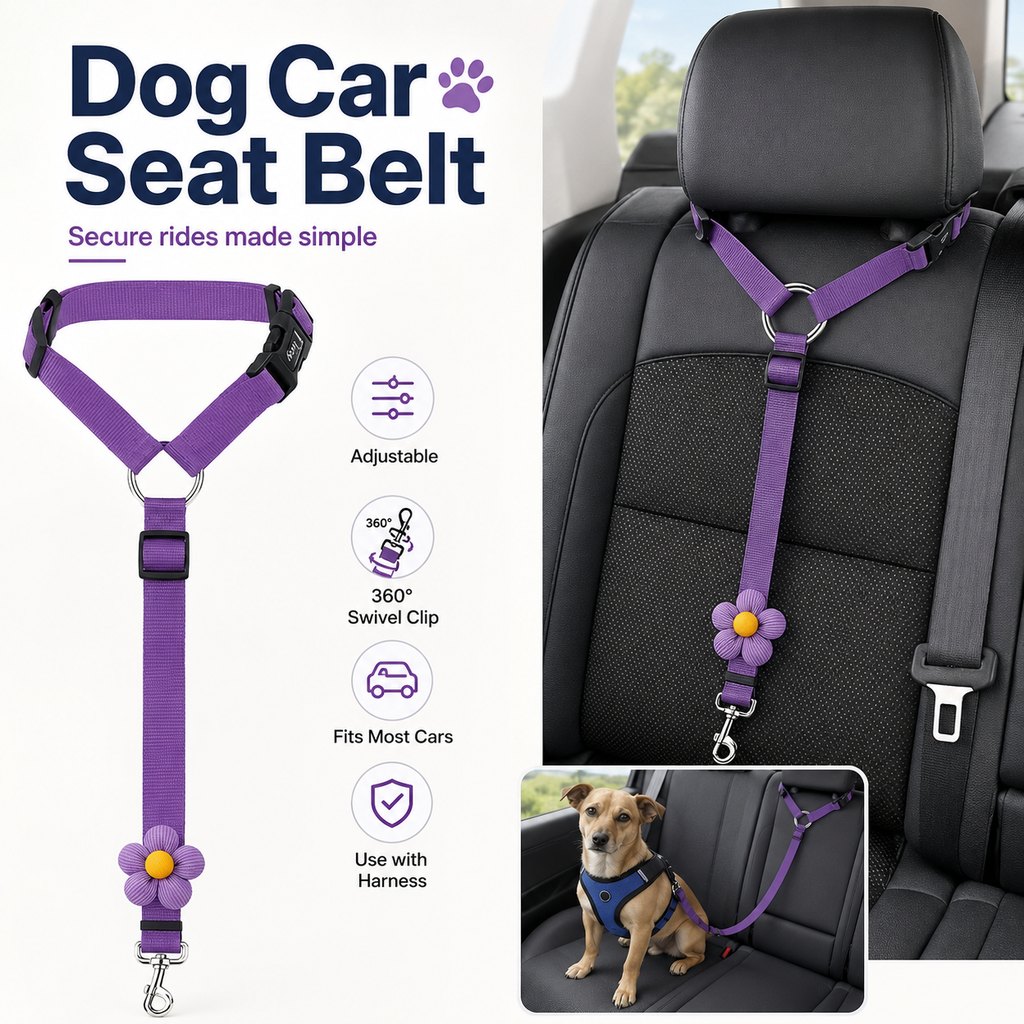 Adjustable Dog Car Seat Belt – Secure, Safer Rides