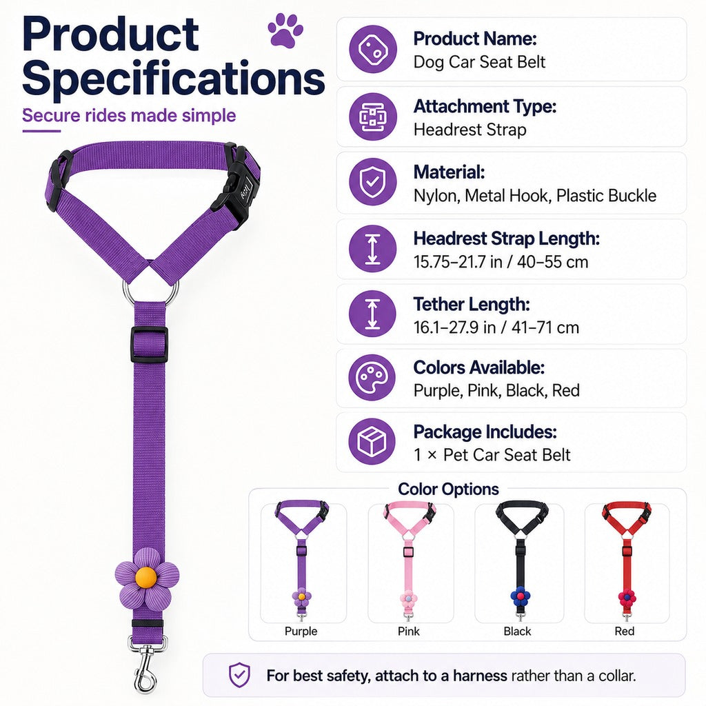 Adjustable Dog Car Seat Belt – Secure, Safer Rides