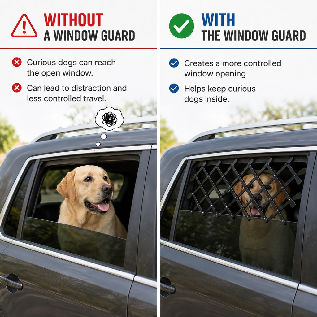 Dog Car Window Guard – Adjustable Safety Barrier