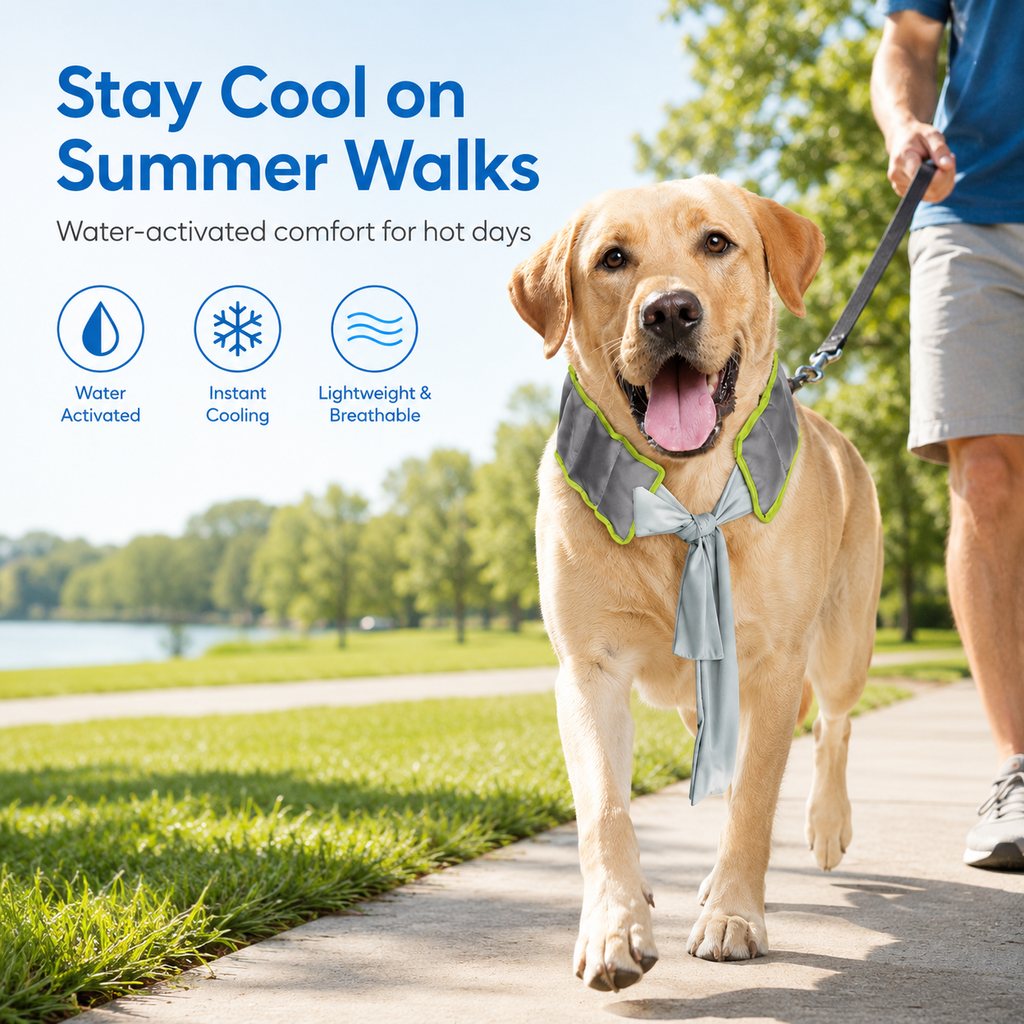 Dog Cooling Neck Wrap – Water-Activated Summer Relief