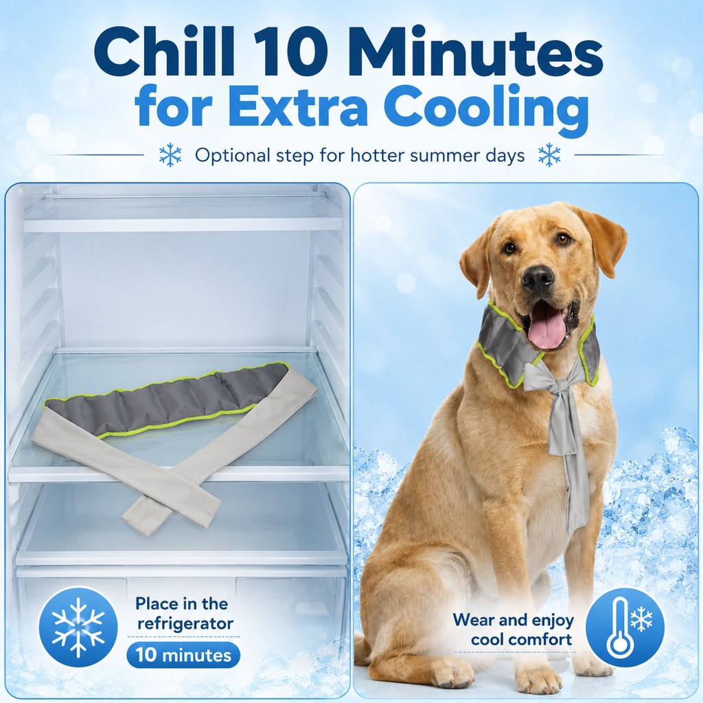 Dog Cooling Neck Wrap – Water-Activated Summer Relief