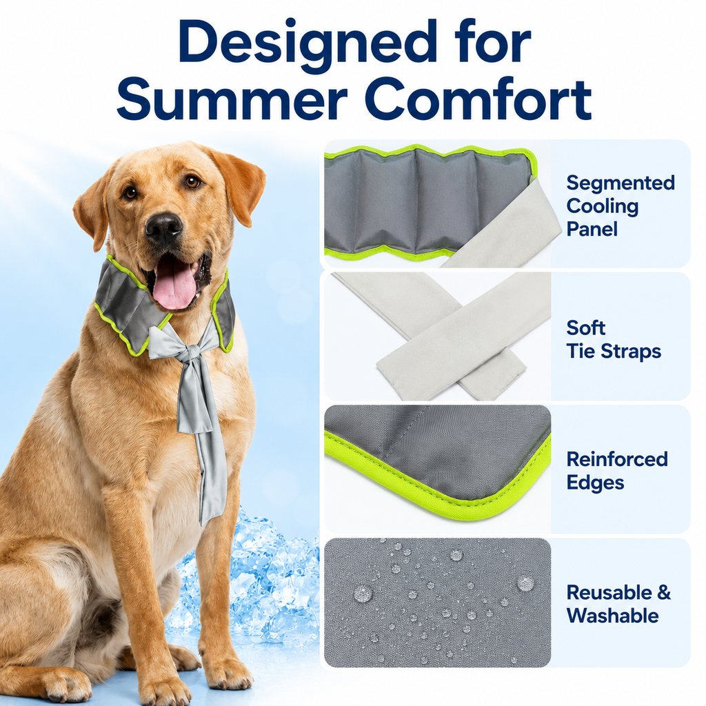 Dog Cooling Neck Wrap – Water-Activated Summer Relief