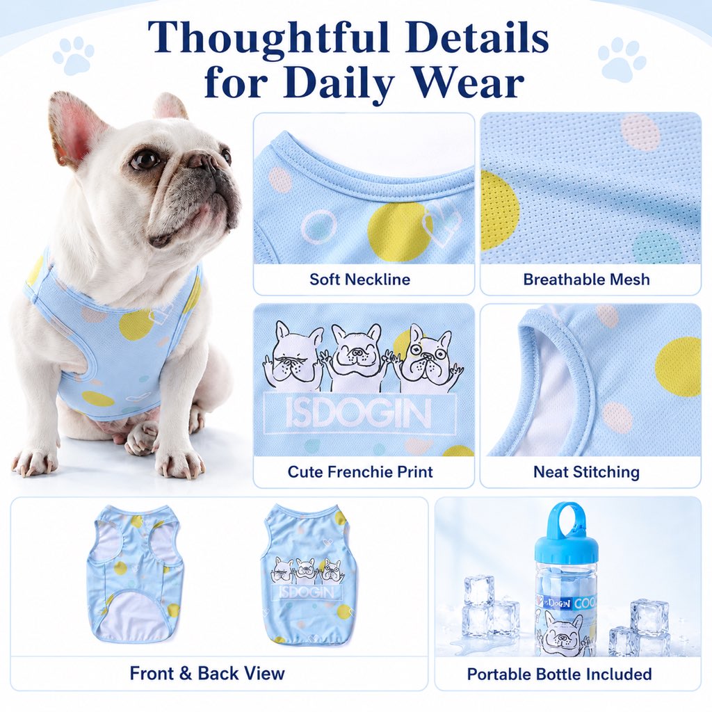 Frenchie Cooling Vest – Cooler Hot Summer Walks