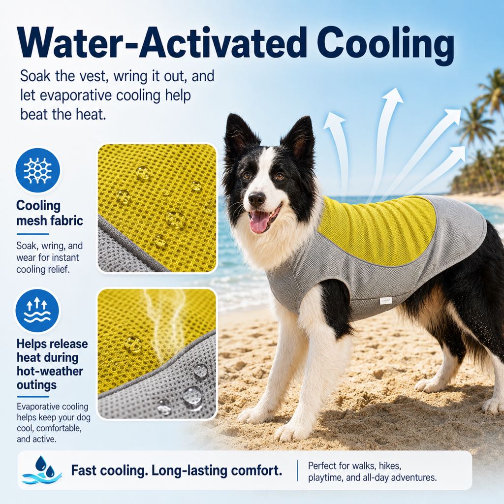 Dog Cooling Vest with Ice Pack Pocket – Summer Heat Relief
