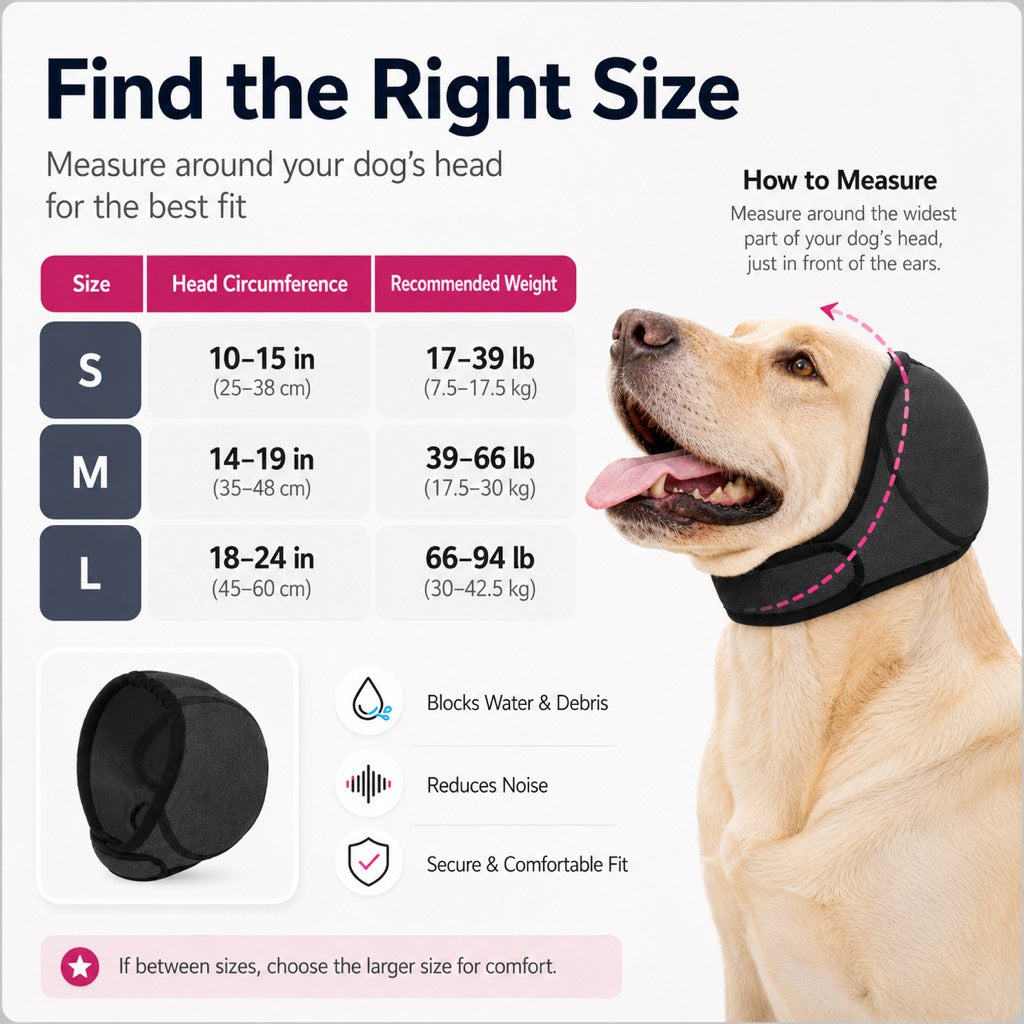 Dog Ear Cover – Keeps Water Out & Calms Noise Stress