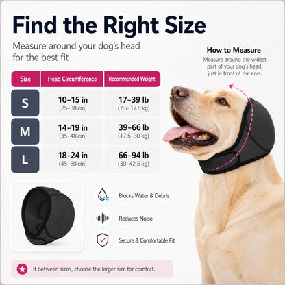 Dog Ear Cover – Keeps Water Out & Calms Noise Stress