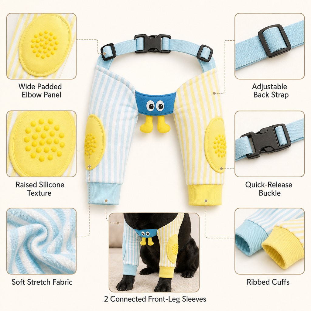 Padded Dog Elbow Sleeves – Hard Floor Protection