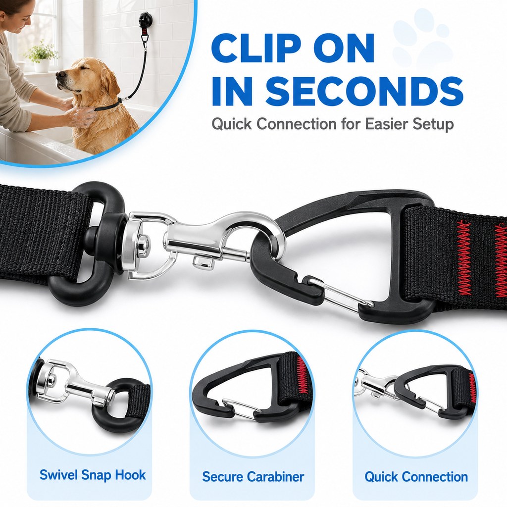 Suction Cup Grooming Tether – Easier Dog Baths