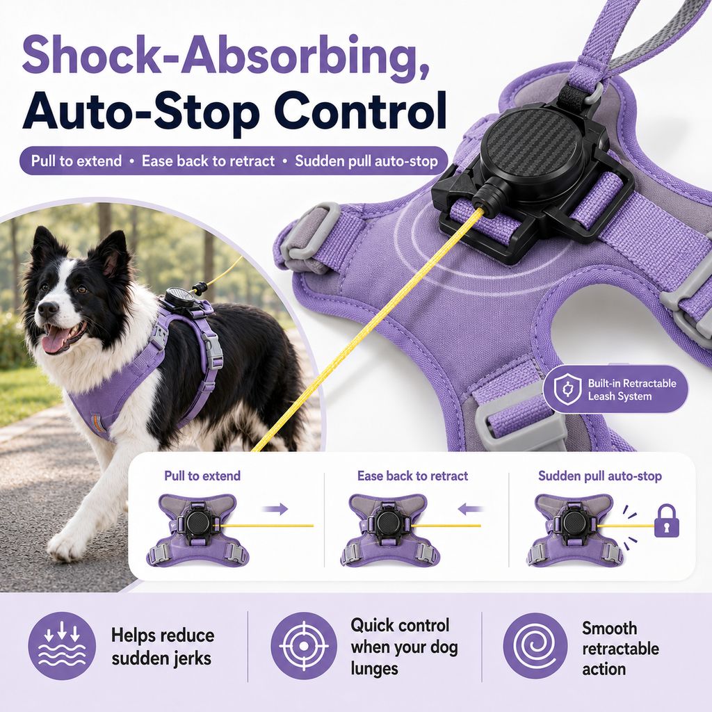 2-in-1 No-Pull Harness – Built-In Retractable Leash