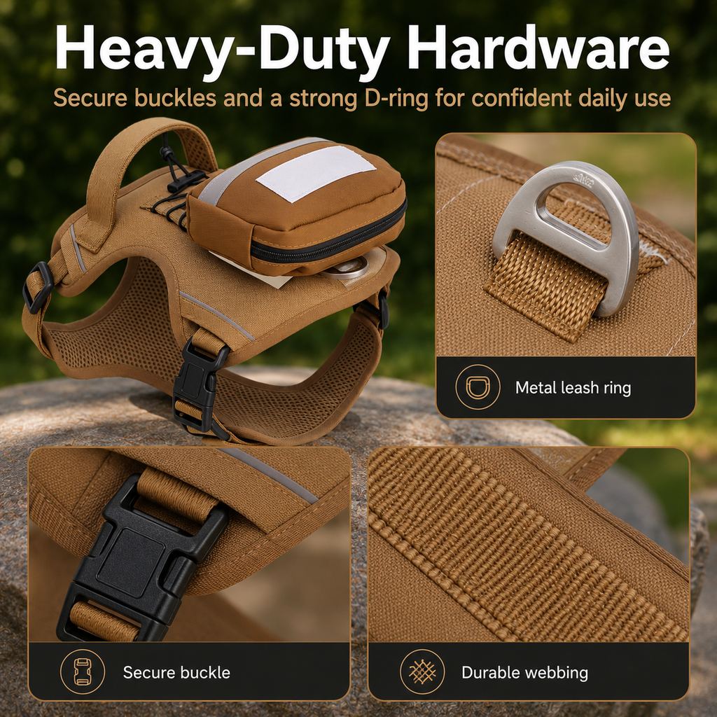 Tactical Dog Harness with Pouch – Breathable Control