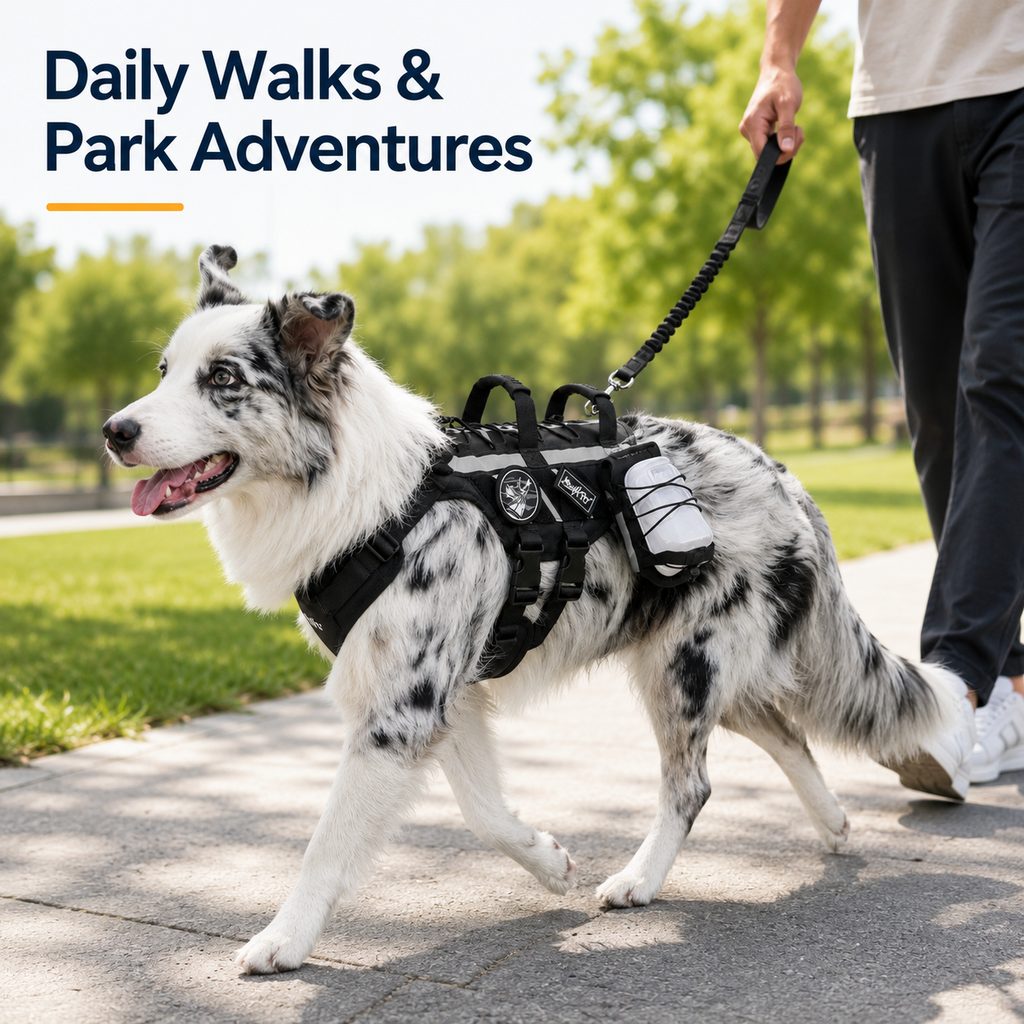 Outdoor Dog Harness & Bungee Leash Set – Hike Ready
