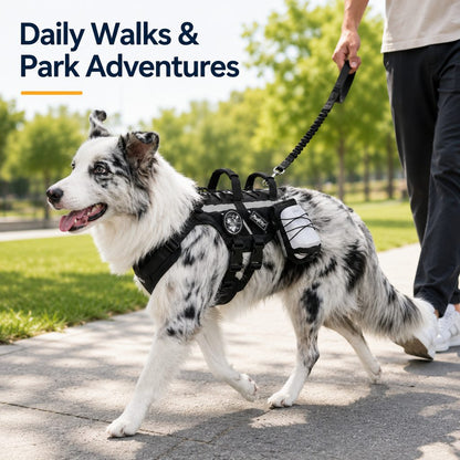 Outdoor Dog Harness & Bungee Leash Set – Hike Ready