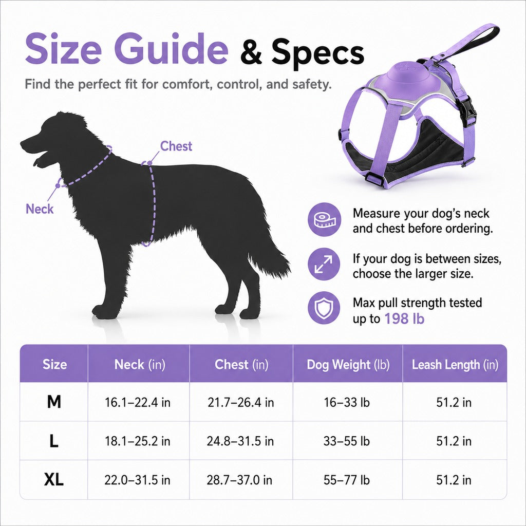 No-Pull Harness with Built-In Leash – Reflective & Safe