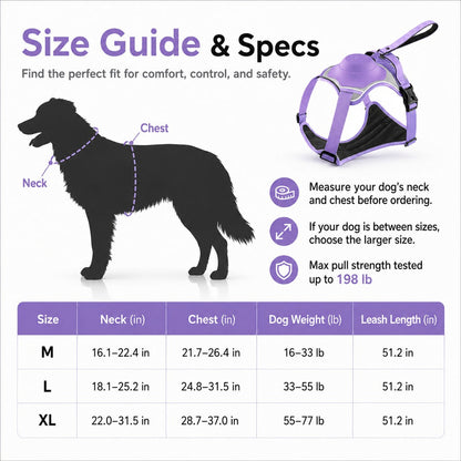 No-Pull Harness with Built-In Leash – Reflective & Safe