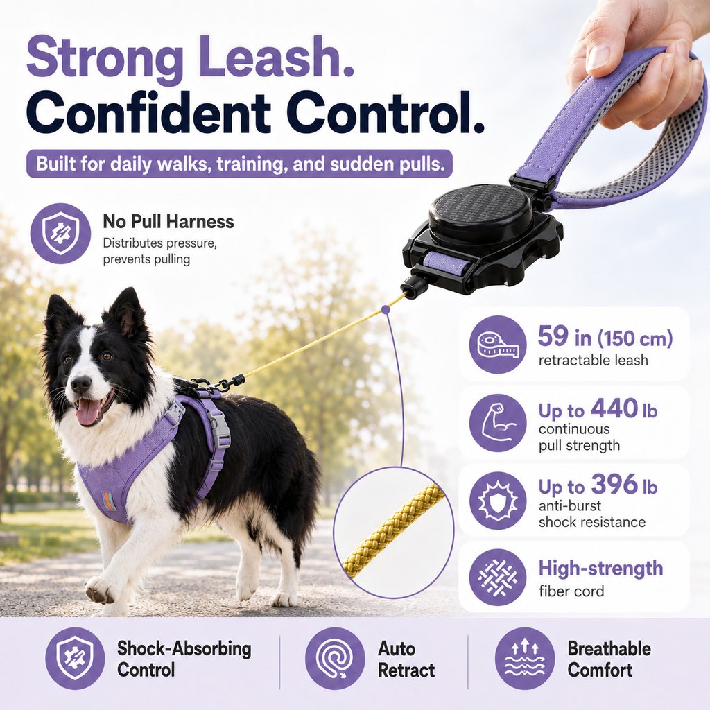 2-in-1 No-Pull Harness – Built-In Retractable Leash