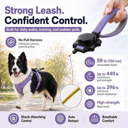 2-in-1 No-Pull Harness – Built-In Retractable Leash