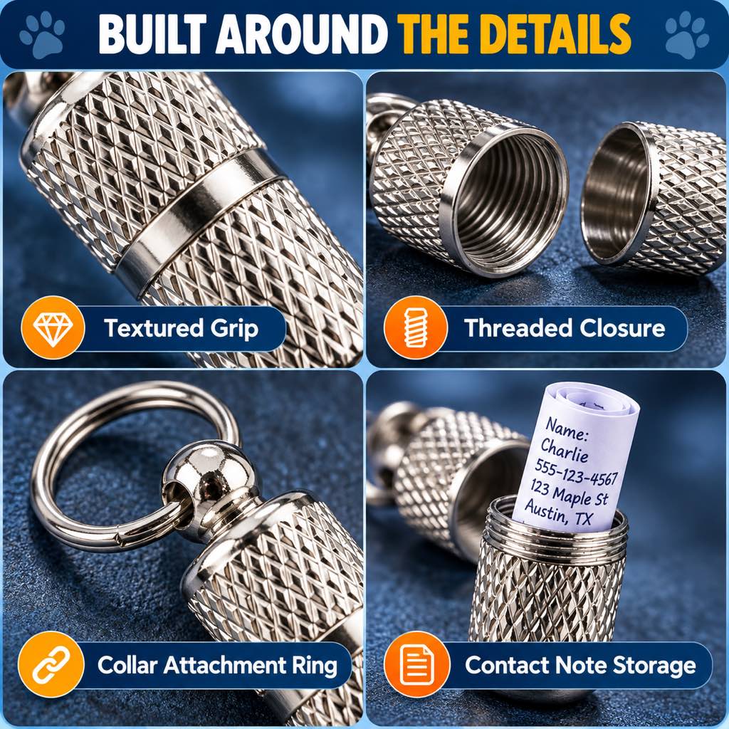 Dog ID Contact Capsule 3-Pack – Emergency Info Tag