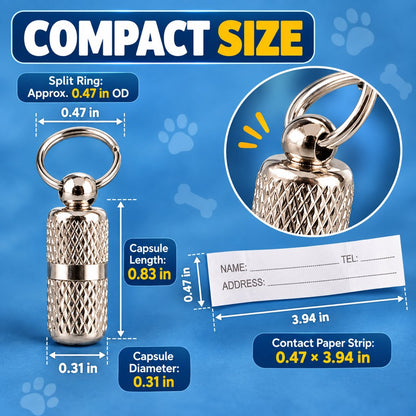 Dog ID Contact Capsule 3-Pack – Emergency Info Tag