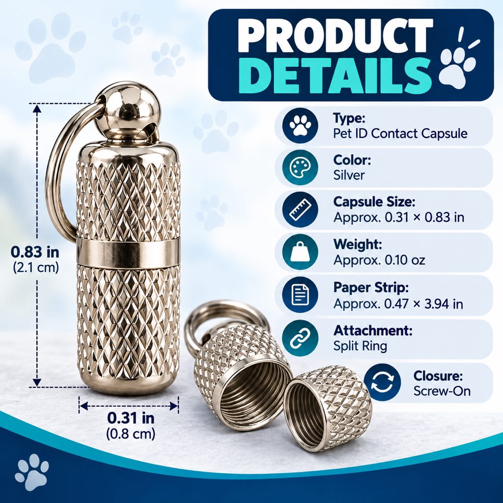 Dog ID Contact Capsule 3-Pack – Emergency Info Tag