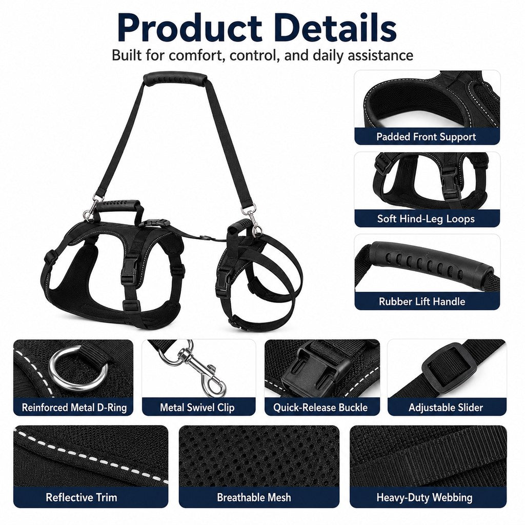 Large Dog Full-Body Lift Harness – Stairs & Car Help