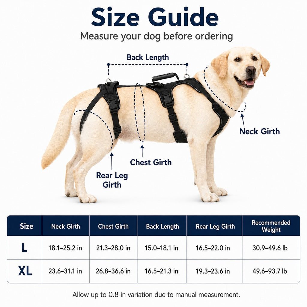 Large Dog Full-Body Lift Harness – Stairs & Car Help