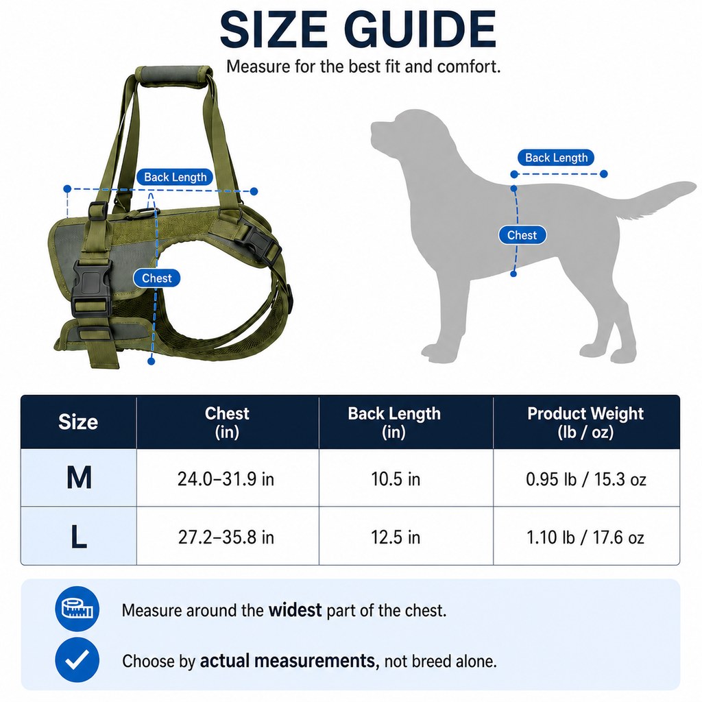 Full-Body Dog Lift Harness – Stairs & Car Support