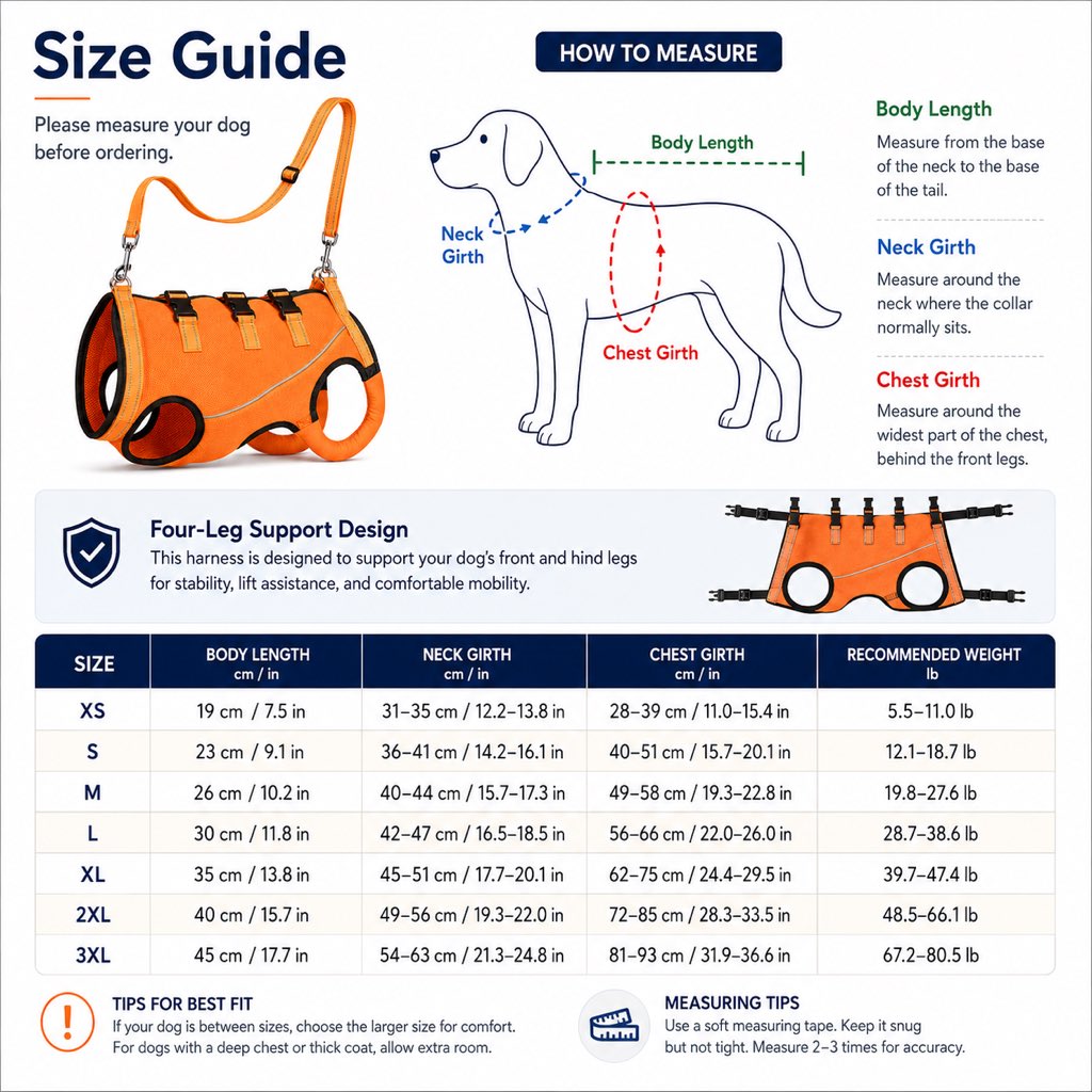 Full-Body Dog Lift Harness – Mobility Support for Seniors