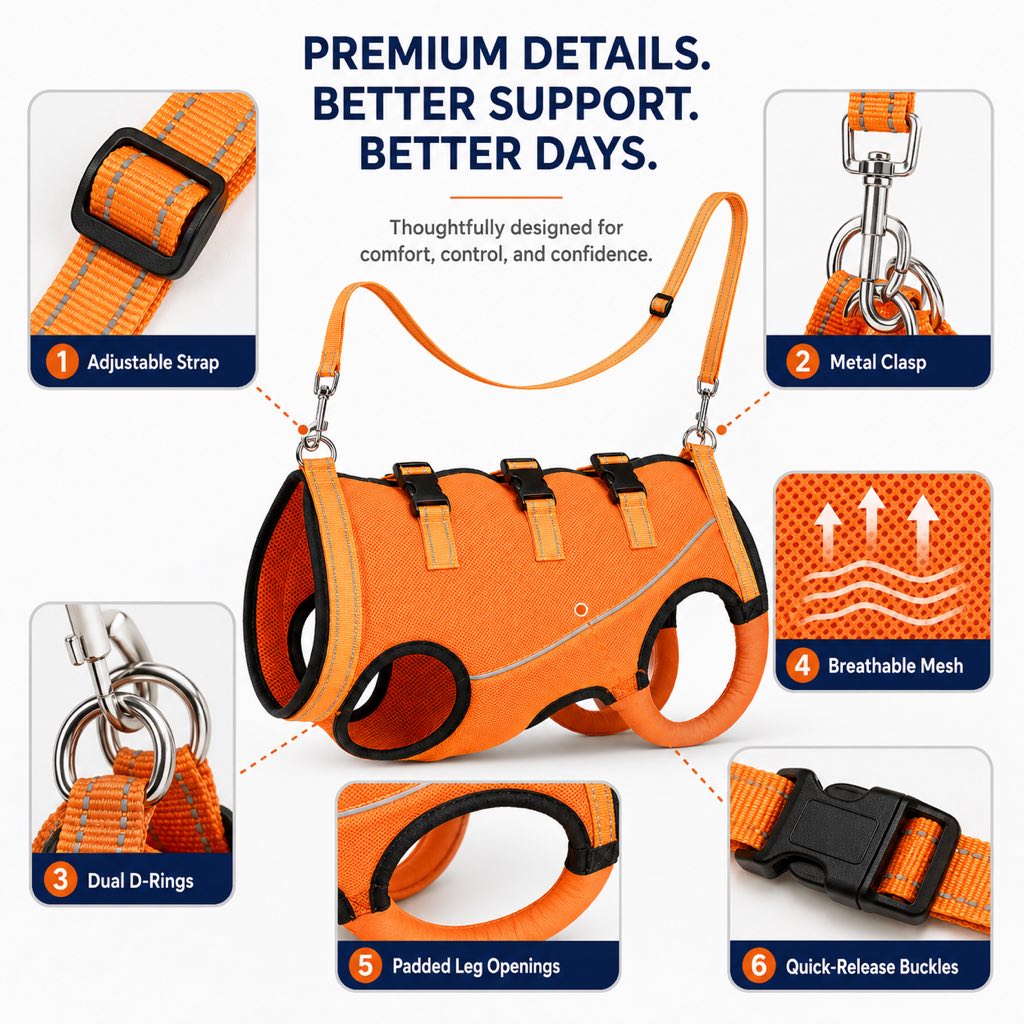 Full-Body Dog Lift Harness – Mobility Support for Seniors