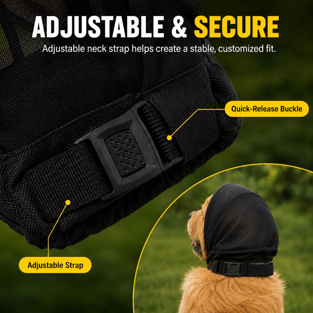 Anti-Scavenging Dog Muzzle – Breathable Mesh Hood