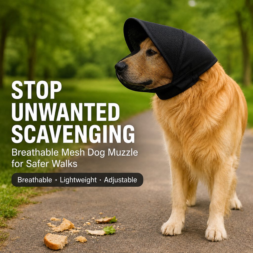 Anti-Scavenging Dog Muzzle – Breathable Mesh Hood